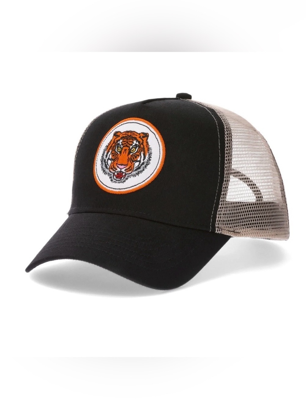 Tiger Patch Cotton Twill Mesh Back Hat Black/Khaki